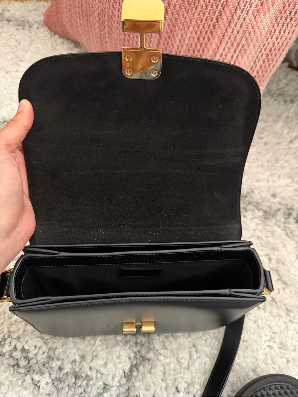 A.P.C. Black Leather Crossbody with Gold Lock - Picture 5 of 7